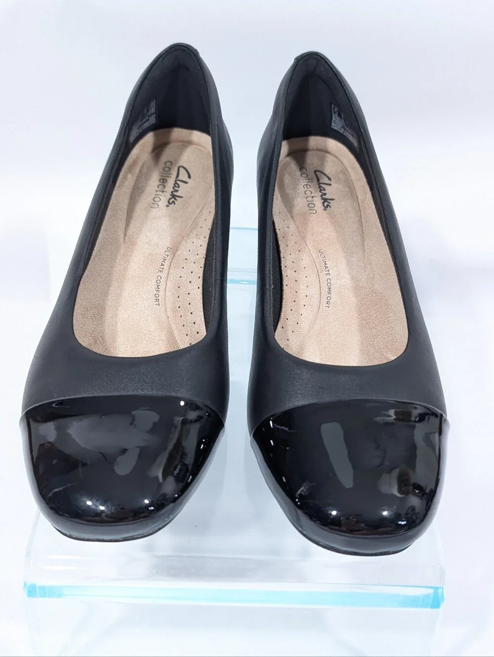 Clarks Iridessa May Cap Toe Pumps sz 8 Women Black Leather Heels Classic fashion